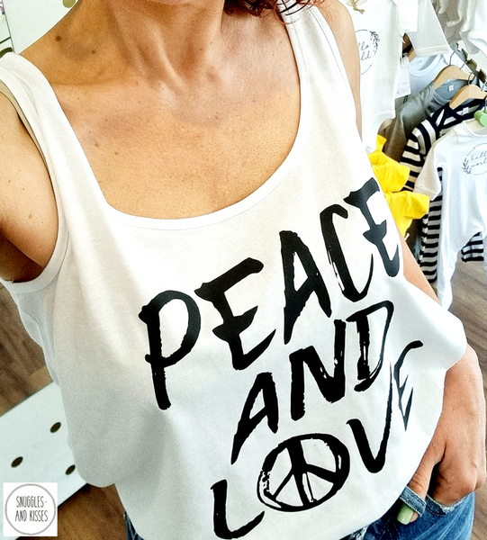 Ladies 'Peace and Love' Vest-Organic cotton