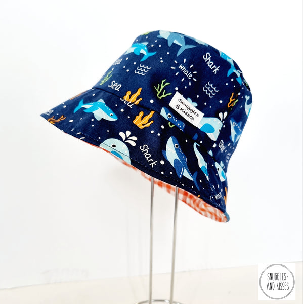 Deep Blue Sea Print Reversible Sunhat-Bucket Style