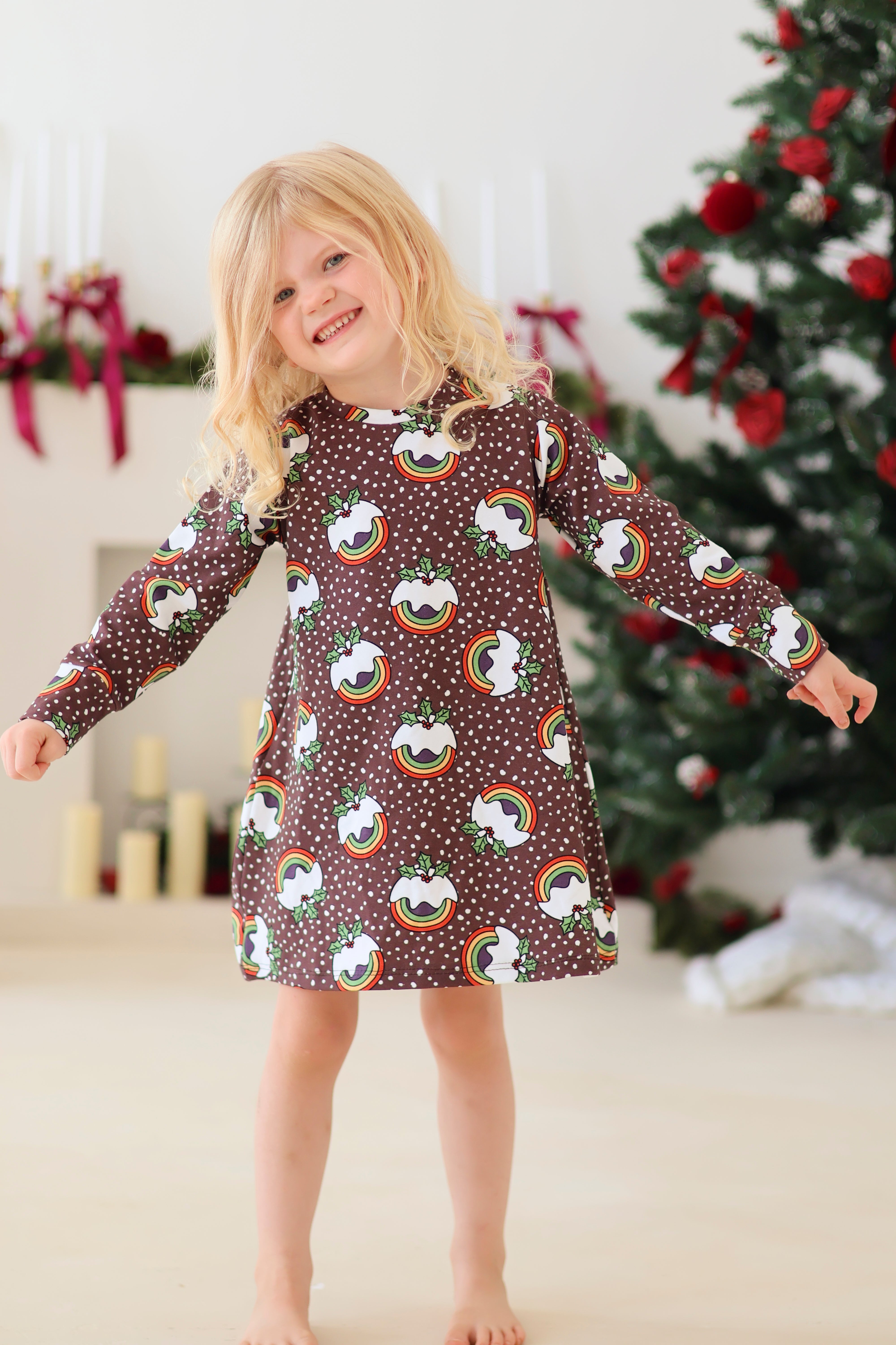 Baby/Kids Christmas Pudding Print Jersey Dress – Snuggles and Kisses