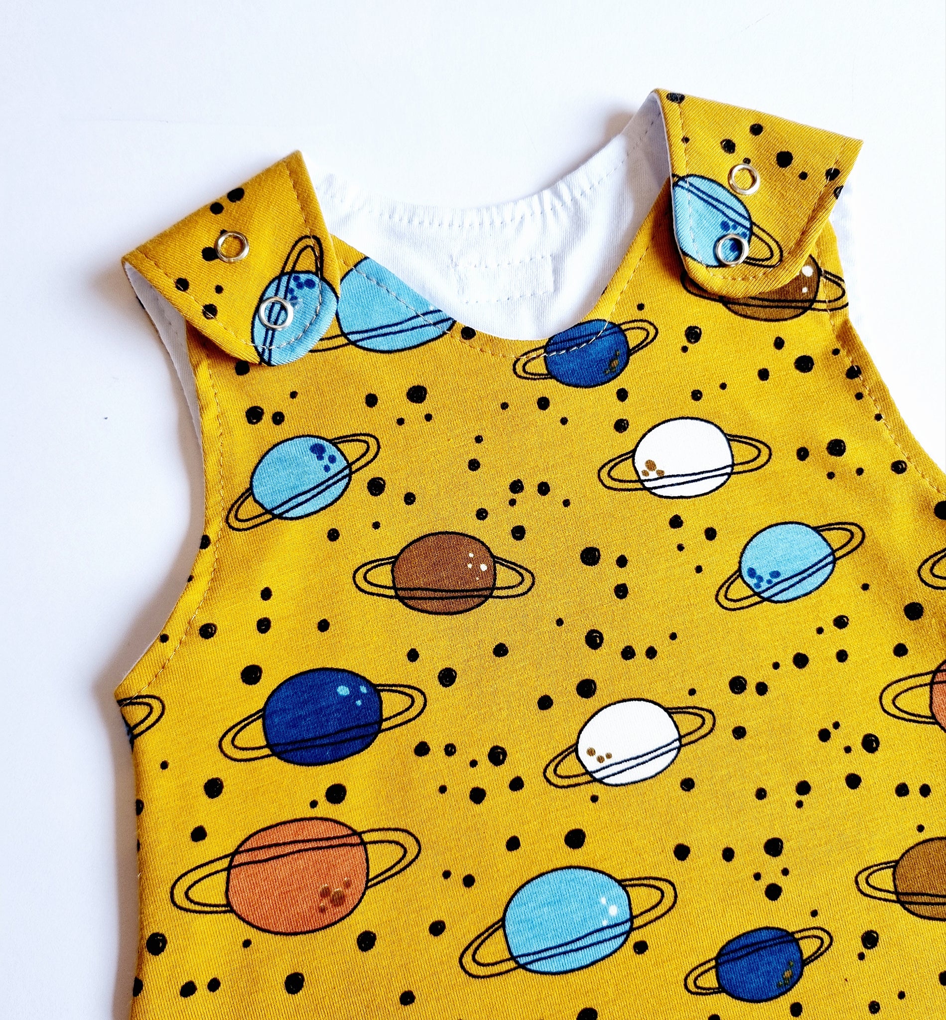 Mustard Planets Print Dungarees