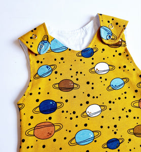 Mustard Planets Print Dungarees