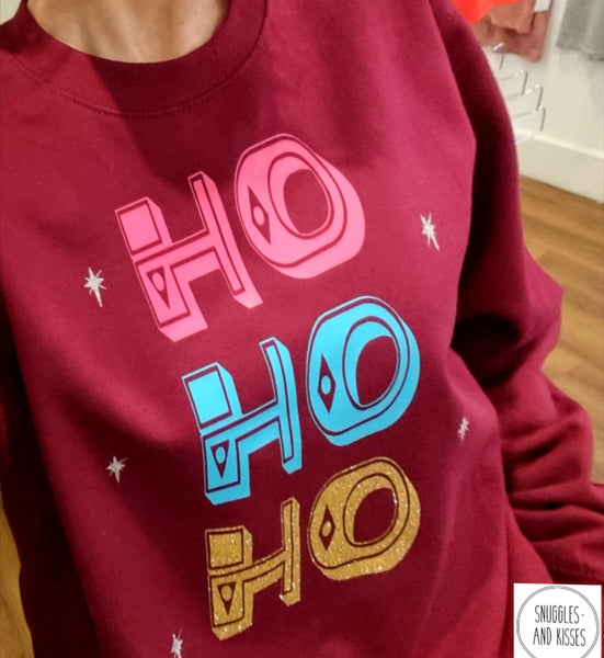 'Ho Ho Ho'  Adult Christmas Sweatshirt-New Design!