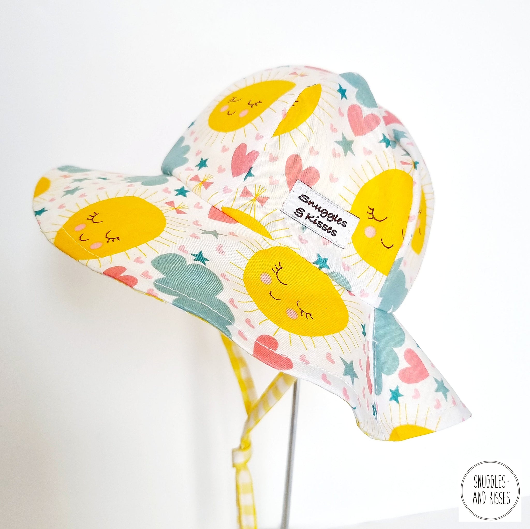 Sunshine Smiles Print Reversible Sunhat-Wide Brim Style..New!