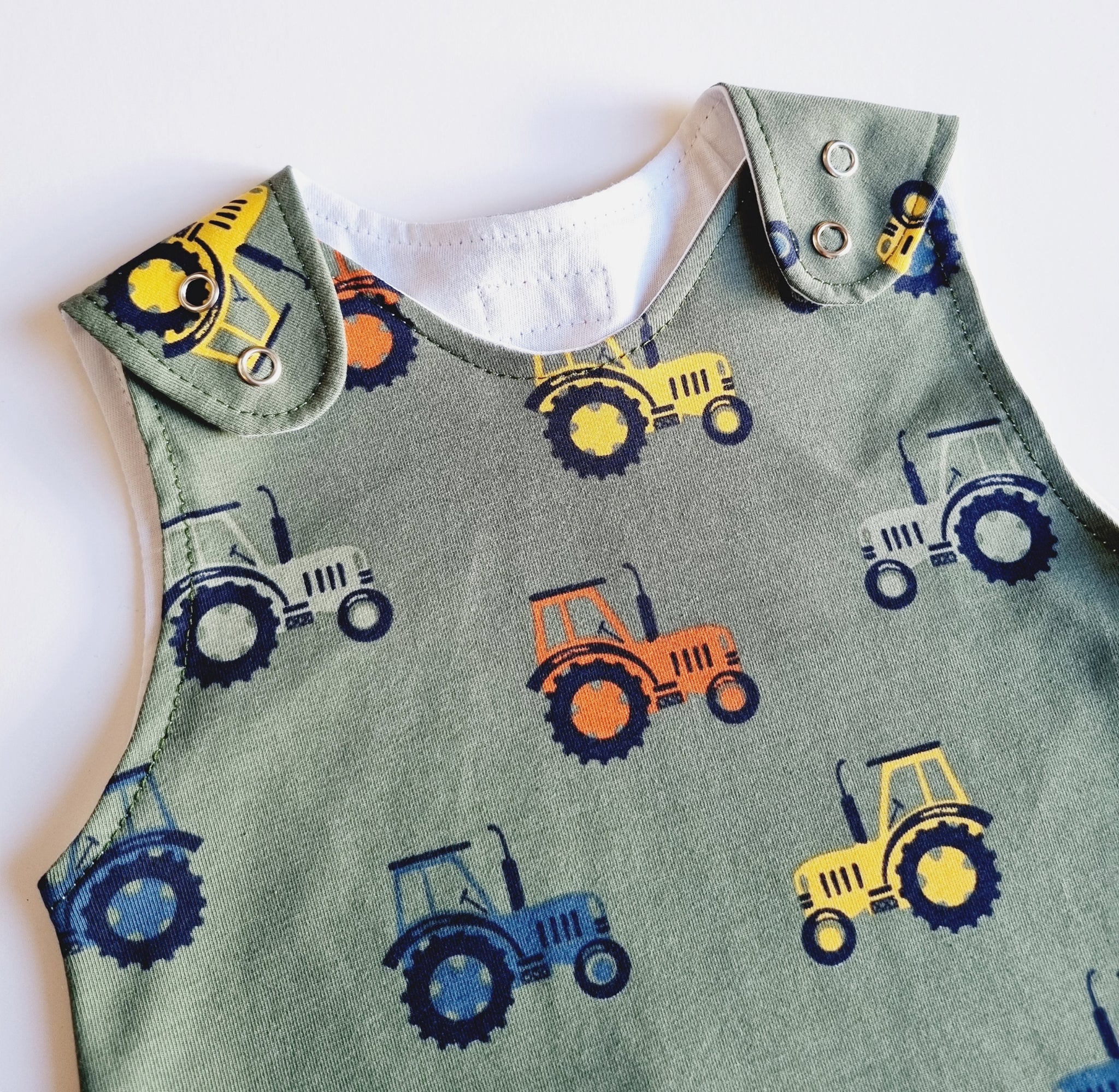 Sage Tractor Print Dungarees