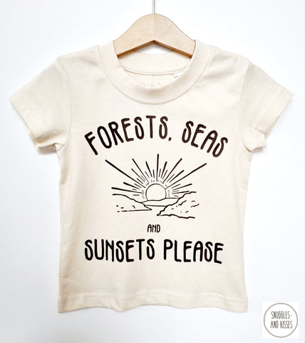 Kids 'Forests, Seas and Sunsets Please' T-shirt