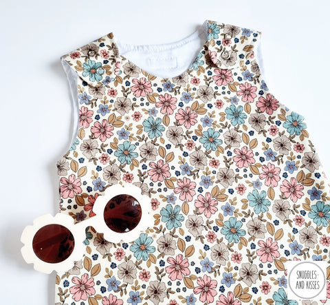 Pretty Floral Print Dungarees-New!