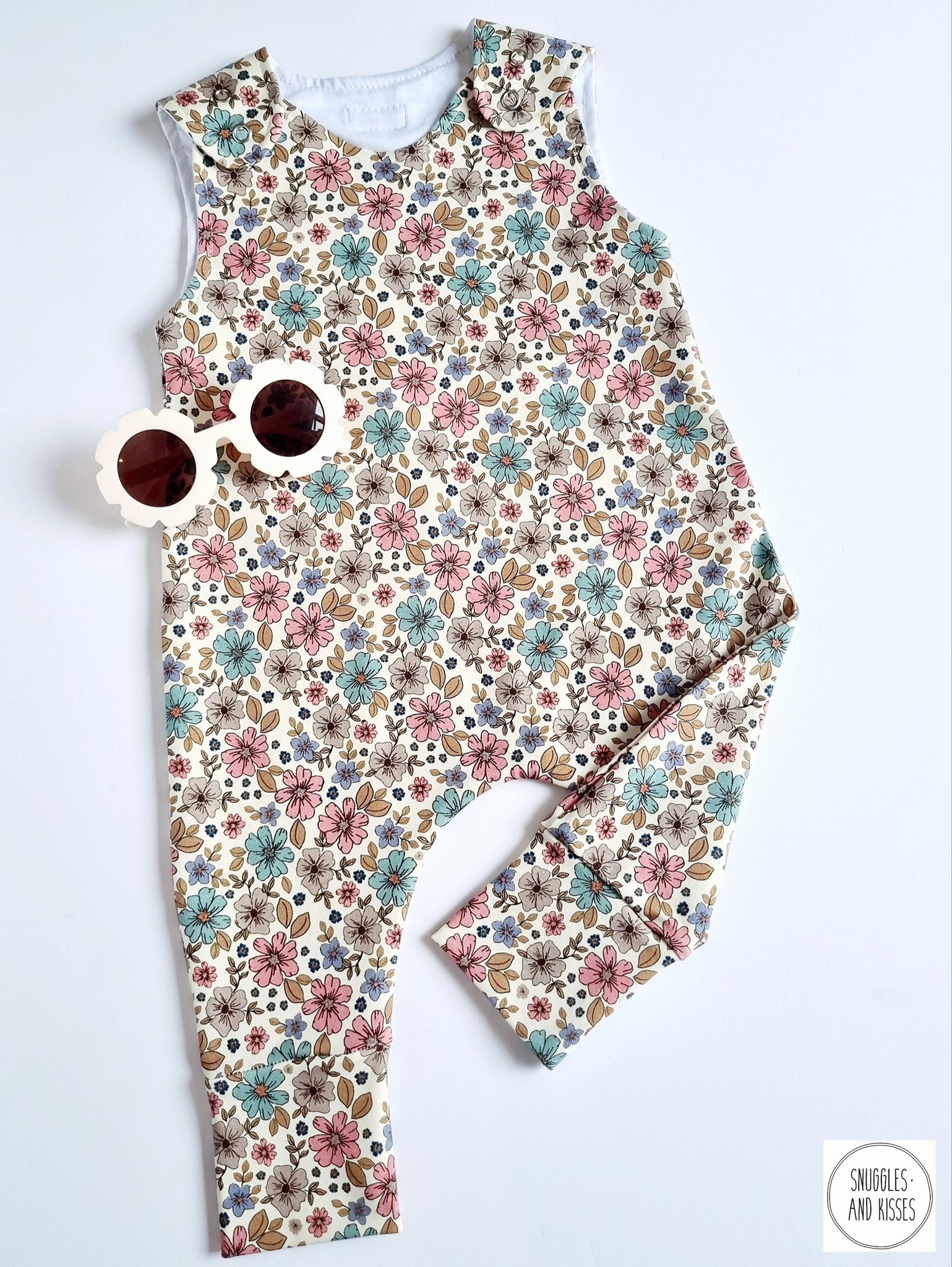 Pretty Floral Print Dungarees