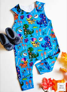 Rock 'n' Roll Dino Print Dungarees-New!