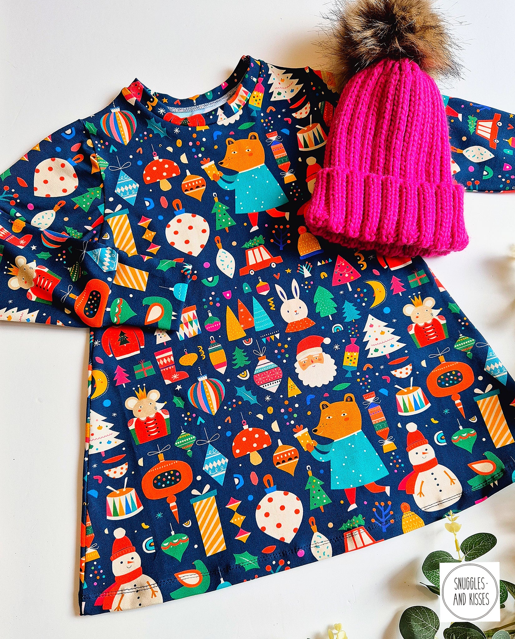 Colourful Christmas Print Jersey Dress