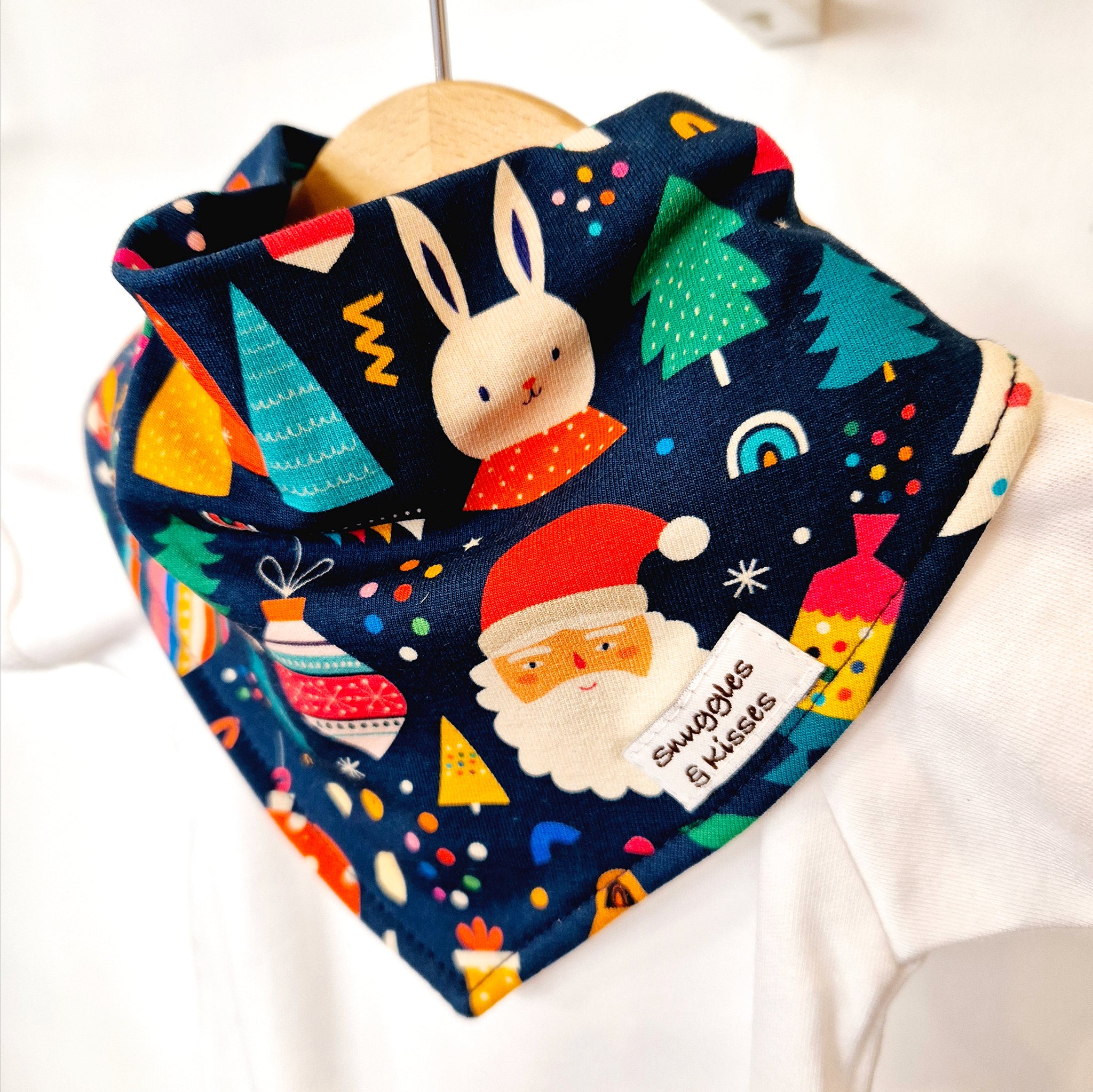 Colourful Christmas Print Dribble Bib