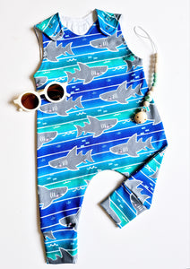 Shark Print Dungarees-New!