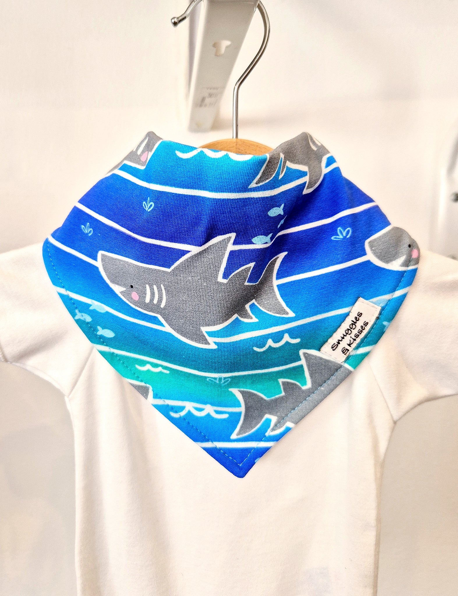 Shark Print Dribble Bib-New!