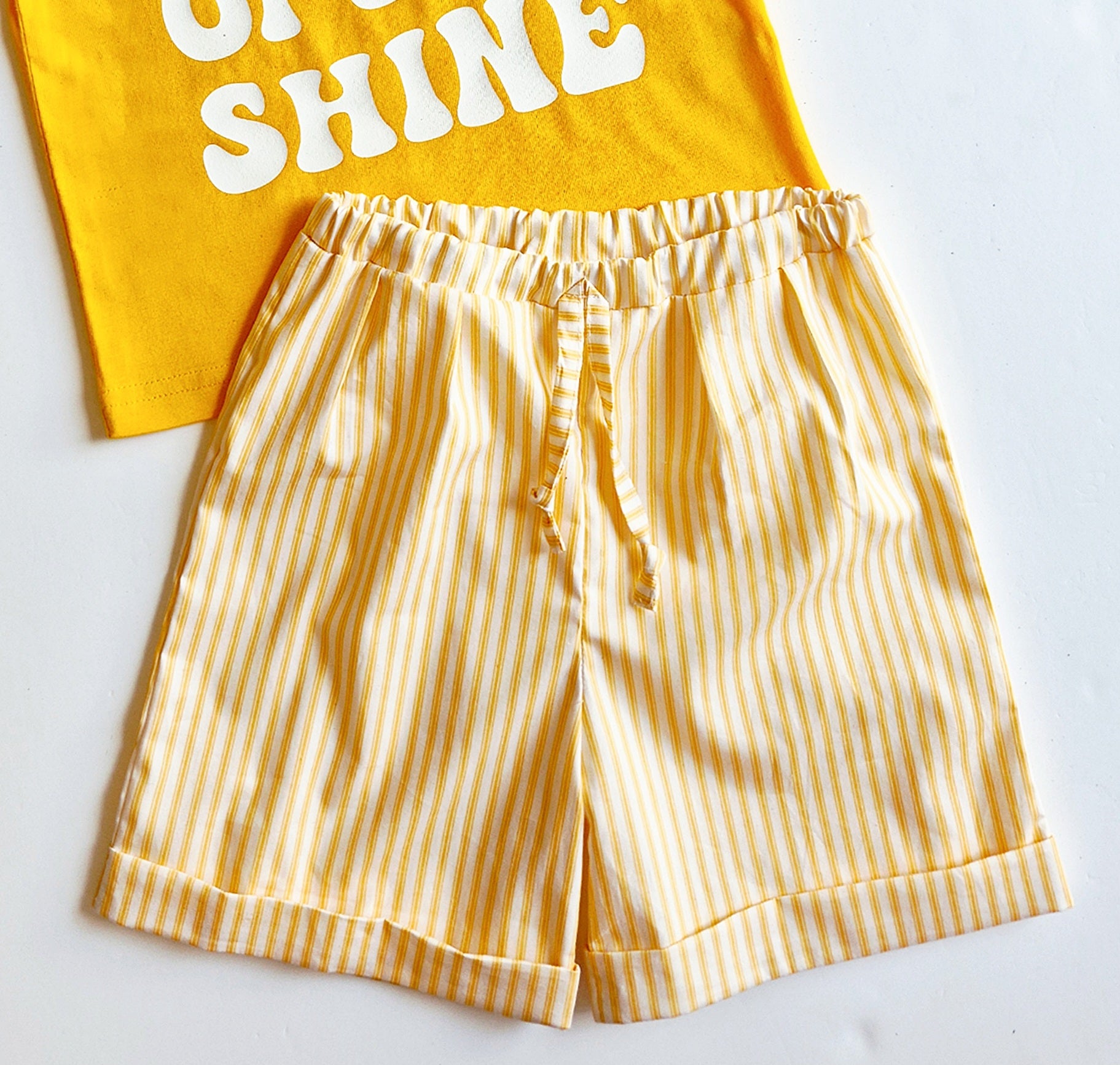 Lemon Stripe Cotton Shorts-New!