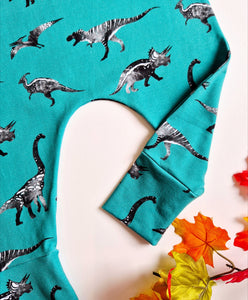 Teal Dinosaur Print Baby & Kids Dungarees