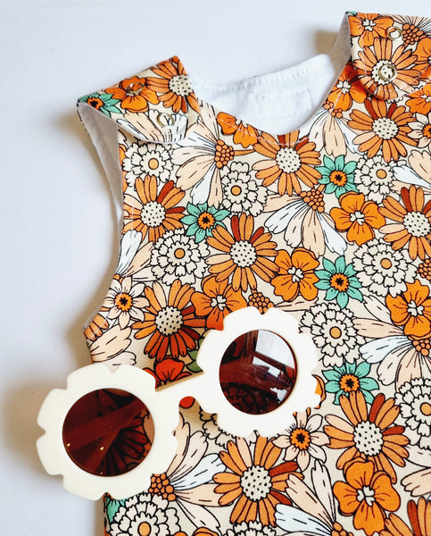 Retro 70's Floral Print Dungarees-New!
