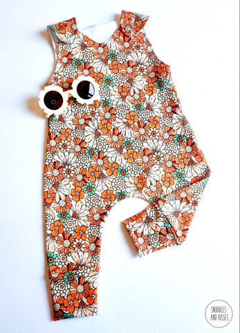Retro 70's Floral Print Dungarees-New!