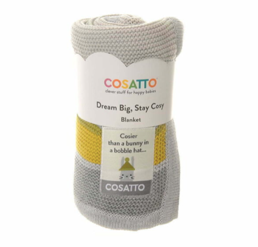 Cosatto Grey and Yellow Knitted Blanket