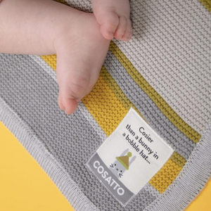 Cosatto Grey and Yellow Knitted Blanket