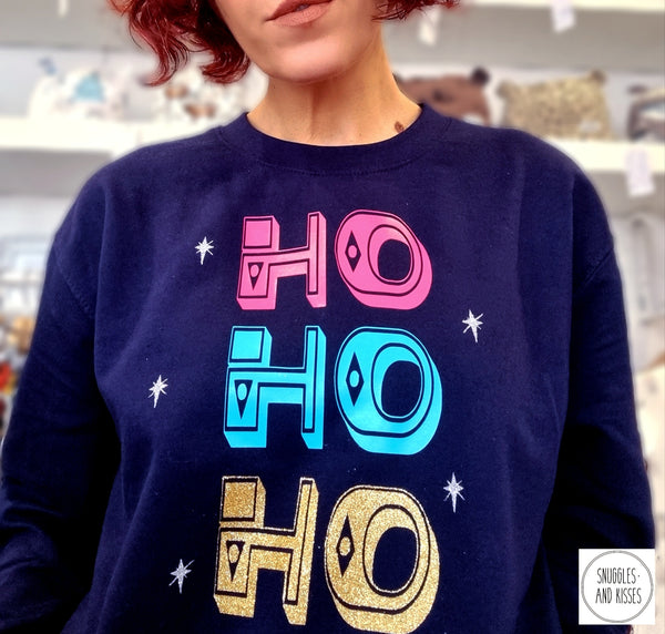 'Ho Ho Ho'  Adult Christmas Sweatshirt-New Design!