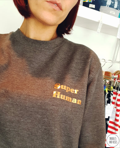 Super Human Adult Sweatshirt-Small Logo - Snuggles and Kisses