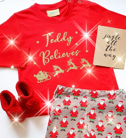 Kids Personalised 'Believes' Christmas Long Sleeve Top - Snuggles and Kisses