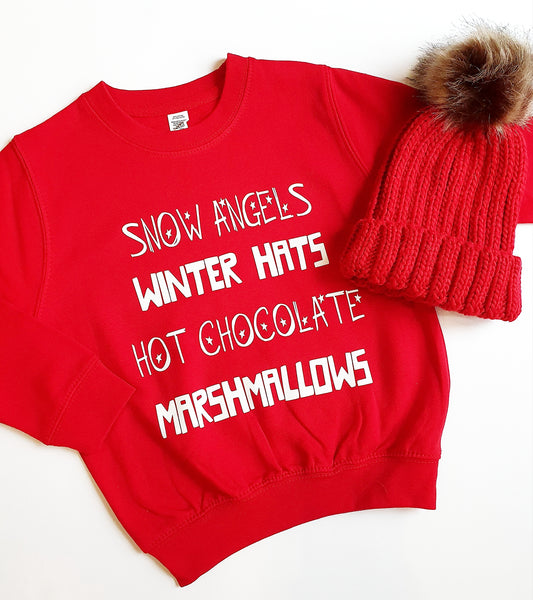 'Snow Angels & Winter Hats' Christmas Sweatshirt