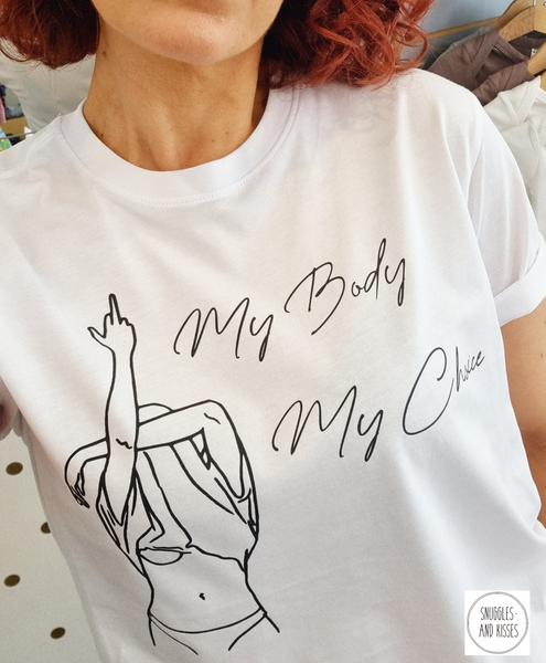Adult 'My Body My Choice' Middle Finger Design T-shirt