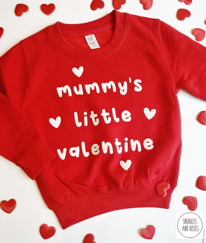 'Mummy's Little Valentine' Sweatshirt - Red with White Print