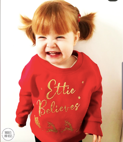 Kids Personalised 'Believes' Christmas Sweatshirt