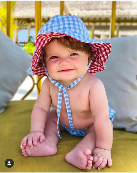 Gingham Sunhat and Bloomer Set - Snuggles and Kisses