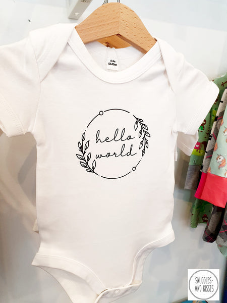 Hello World Organic Baby Vest - Snuggles and Kisses