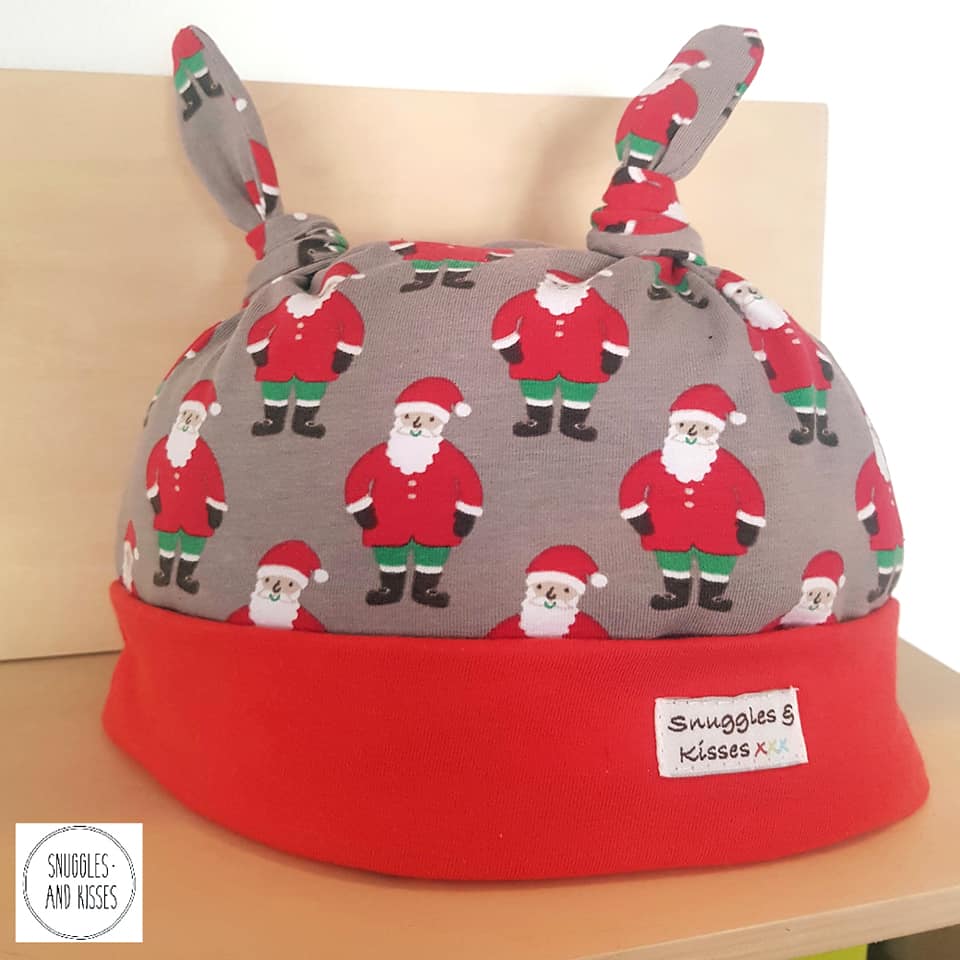 Santa Print Hat - Snuggles and Kisses